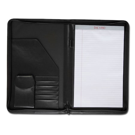 Dacasso Black Deluxe Zip-Around Portfolio - Legal Size EI-1003
